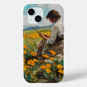 Painter in the Meadow iPhone 15 Case
