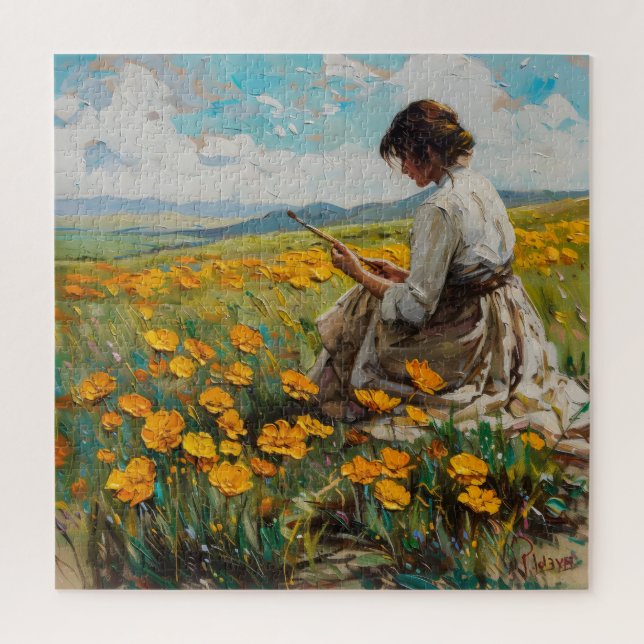 Painter in the Meadow Jigsaw Puzzle (Vertical)