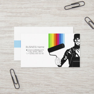 Painter in uniform with a roller in his hand business card