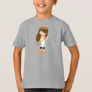 Painter, Paint Artist, Cute Girl, Brown Hair T-Shirt