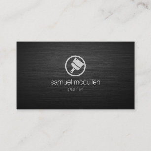 Painter Paint Brush Icon Brushed Metal Skills Business Card