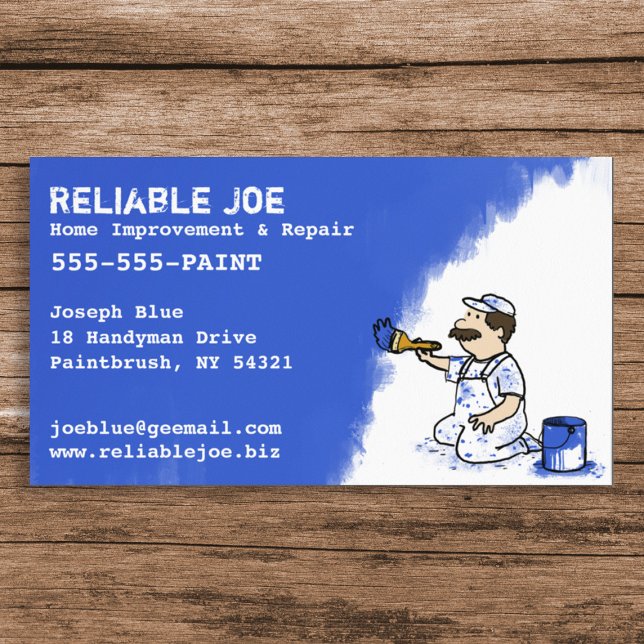 Painter Painting Royal Blue Paint | Fun Contractor Business Card (Creator Uploaded)