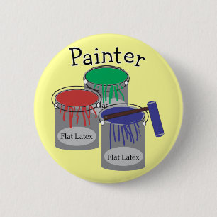 Painter Professional Gifts, Paint Can Graphics 6 Cm Round Badge