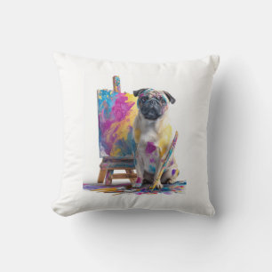 Painter Pug � Abstract Art Dog Cushion