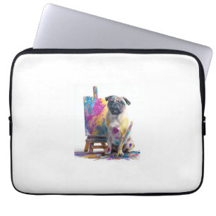 Painter Pug � Abstract Art Dog Laptop Sleeve