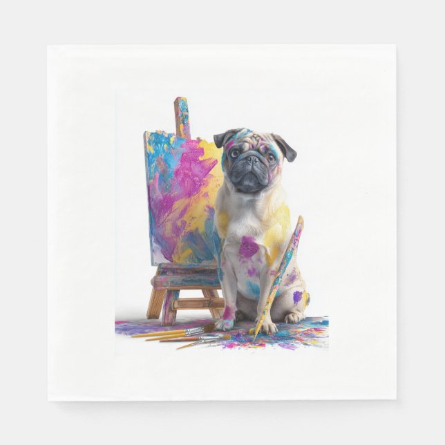 Painter Pug � Abstract Art Dog Napkin (Front)