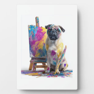 Painter Pug � Abstract Art Dog Plaque