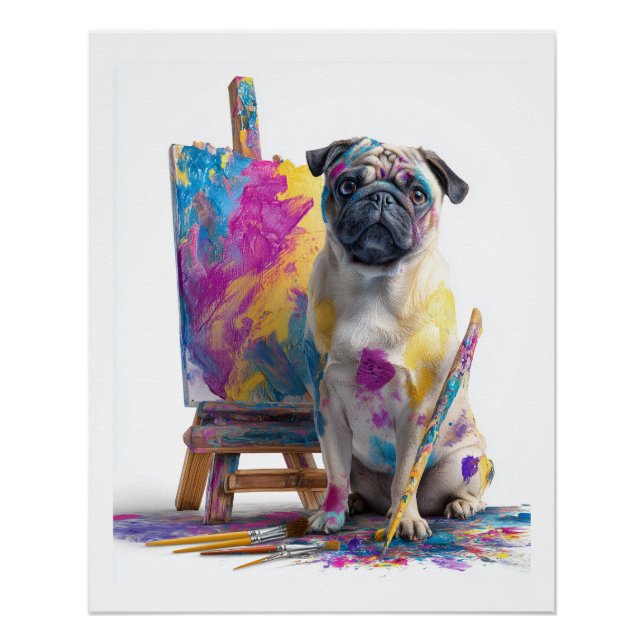 Painter Pug � Abstract Art Dog Poster (Front)