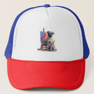 Painter Pug � Abstract Art Dog Trucker Hat