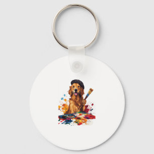 Painter Pup � Artistic Dog with Easel Key Ring