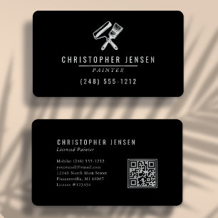 Painter QR Code Black Grey Rounded Painting Business Card
