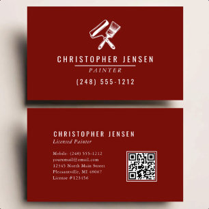 Painter QR Code Burgundy Red Painting Business Card