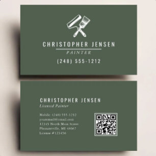 Painter QR Code Dark Green Painting Business Card