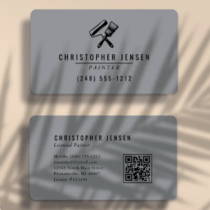Painter QR Code Grey Black Painting Rounded Business Card
