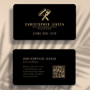 Painter QR Code Painting Black Gold Rounded Business Card