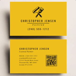 Painter QR Code Yellow Black Painting Business Card