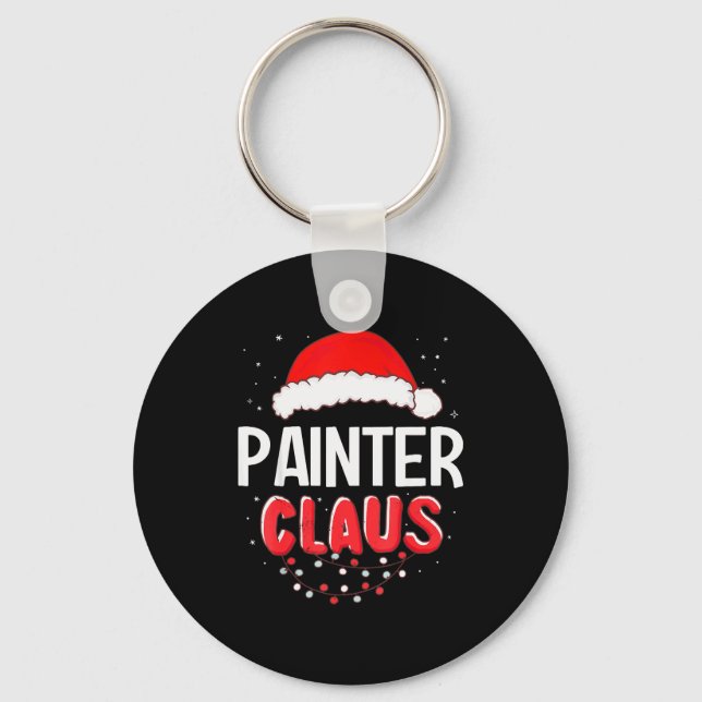 Painter Santa Claus Christmas Matching Costume  Key Ring (Front)