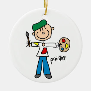 Painter Stick Figure Ceramic Tree Decoration