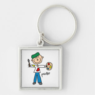 Painter Stick Figure Key Ring