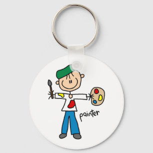 Painter Stick Figure Key Ring