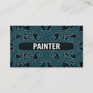 Painter Teal Damask Business Card