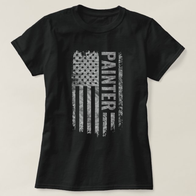Painter USA Flag Distressed design T-Shirt (Design Front)