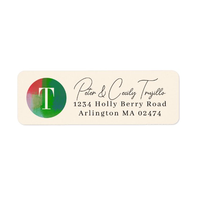 Painterly Abstract Art Monogram and Return Address Label (Front)