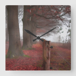 Painterly Beauty Autumn Mur Kloken Square Wall Clock
