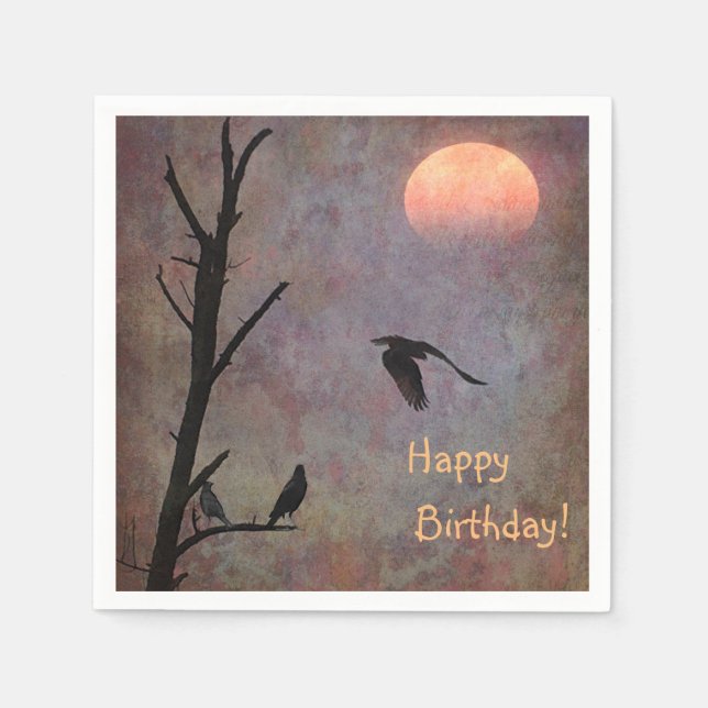 Painterly Birds Birthday Napkin (Front)