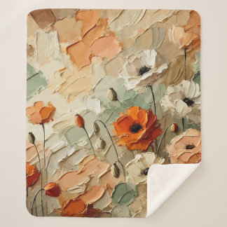 Painterly Bloomscape Sherpa Blanket