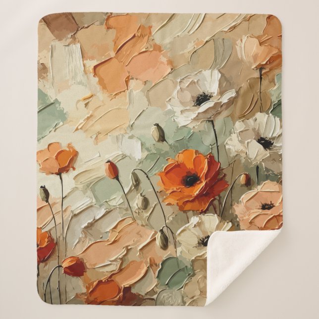 Painterly Bloomscape Sherpa Blanket (Front)