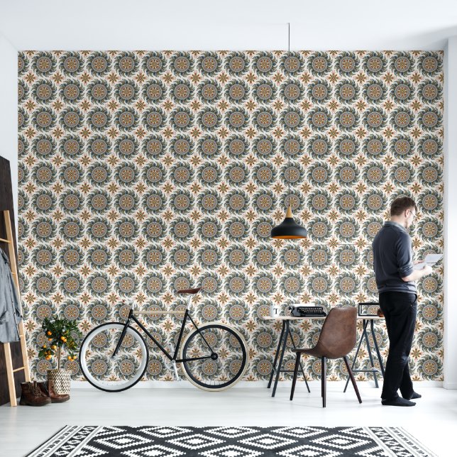 Painterly Boho Mandala Wallpaper (Living Room)