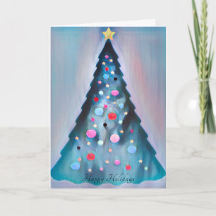 Painterly Christmas Tree Happy Holidays Card