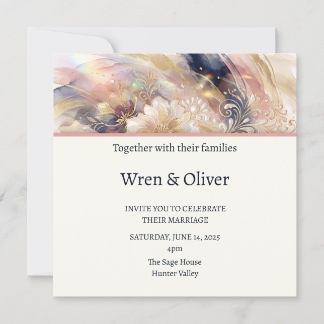 Painterly Floral Wedding Invitation (Front)