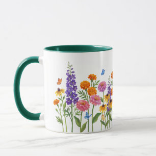 Painterly Garden Flowers Botanical Floral Mug