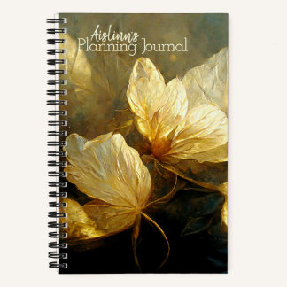 Painterly Golden Leaves Journalling Notebook