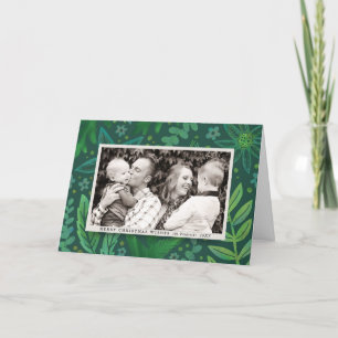 Painterly Greens Botanical Holiday Photo Card