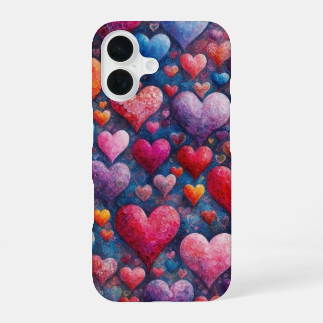 Painterly Heart Burst iPhone 16 Case (Back)
