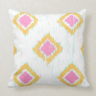 Painterly Ikat in Pink and Orange Pillow by KCS