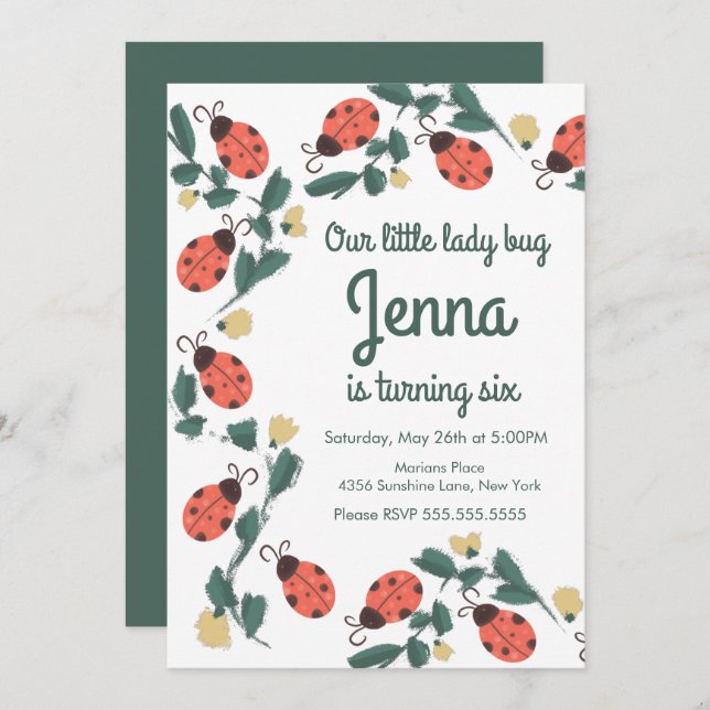 Painterly Lady Bug Birthday (Front/Back)