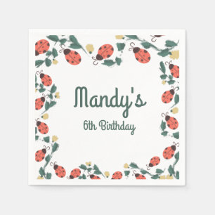 Painterly Lady Bug Birthday Garden Party Napkin