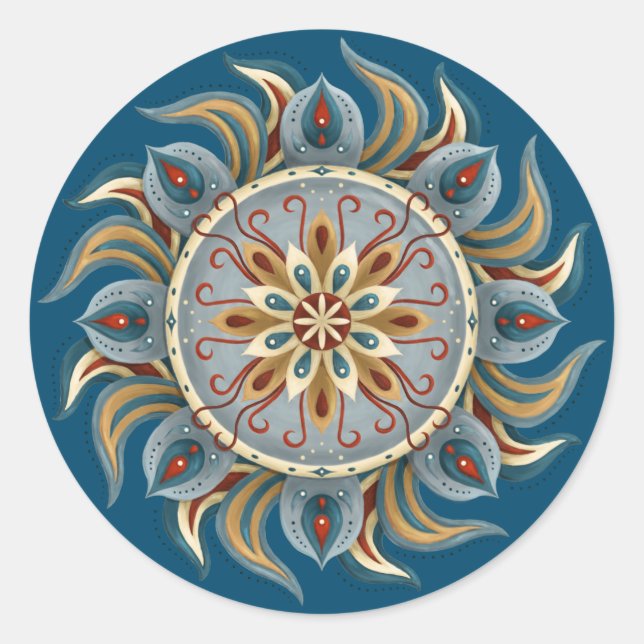 Painterly Mandala Classic Round Sticker (Front)