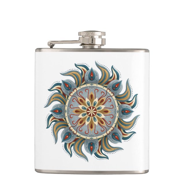 Painterly Mandala Hip Flask (Front)