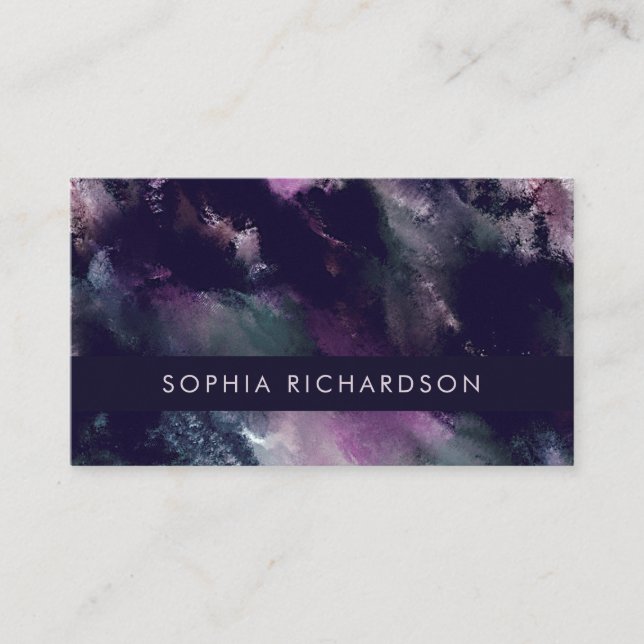 Painterly | Modern Moody Dark Paint Strokes Business Card (Front)
