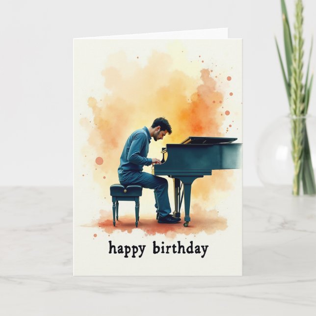 Painterly Music Birthday Card (Front)