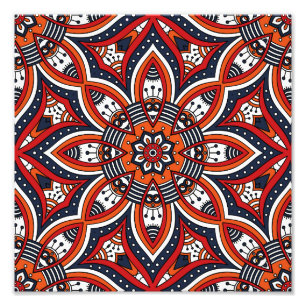 Painterly Nature Boho Floral Mandala Photo Print