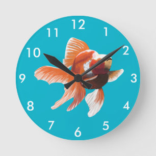 Painterly Orange and White Goldfish Round Clock