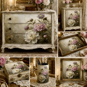 Painterly Pink Peony Bouquet Decoupage Tissue Paper