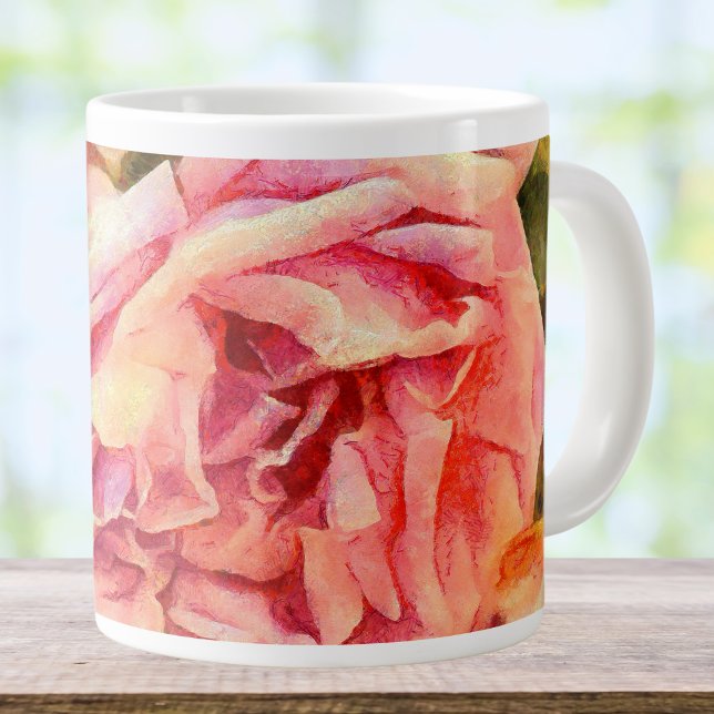 Painterly Pink Roses Large Coffee Mug (Creator Uploaded)