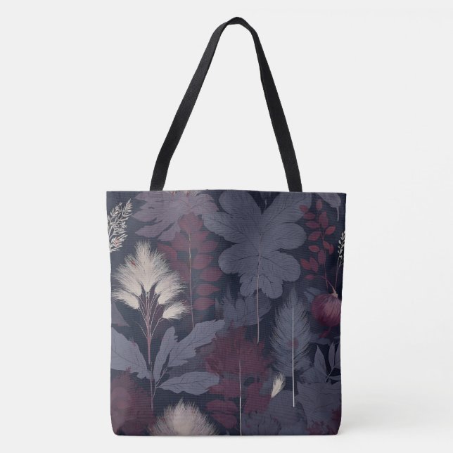 Painterly Plum Fig & Pampas Grass Autumn Tote Bag (Front)